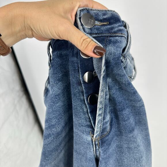 Evereve The Ever Straight Jeans Women Sz 27 Blue High Rise Button Fly Minimalist - Picture 12 of 15